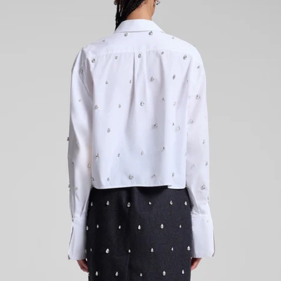 A.L.C. Crystal Mackie Top in White Cotton Button Down- SZ 4 - Picture 6 of 10